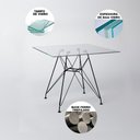 Ver imagem 5 de Mesa De Jantar Quadrada Vidro 90Cm Com 4 Cadeiras Pretas Base Ferro Preto Cor: Branco