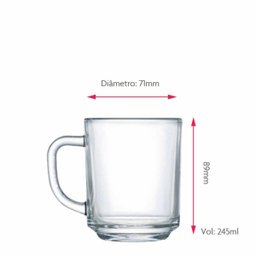 Jogo Canecas Xicará Cafe Vidro 254ml 6 Pcs - 3