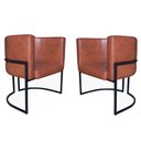 Ver imagem 1 de Kit 2 Poltronas Decorativa Sala de Estar Luana Base Preta Pu Caramelo - Montanaris Decor Md Montanar