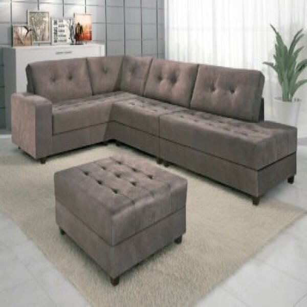 Sofá de Canto Everest 3/2 Chaise Puff Maguimóveis MadeiraMadeira