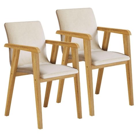 Cadeira para Mesa de Jantar Flora Kit 2 Peças Veludo Bege - Valdemóveis