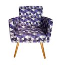 Ver imagem 3 de Kit Namoradeira + 2 Poltronas Decorativa Nina + Puff Redondo Suede Triângulo Roxo Pés Madeira Ms Dec