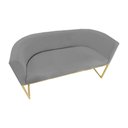 Ver imagem 3 de Kit Poltrona e Namoradeira Luana Suede Cinza Base Metálica Dourada - Belliv Decor