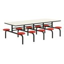 Ver imagem 5 de Mesa para Refeitório Fixa 10 Lugares MDP Branco de 25 mm - Assento Vermelho - 50106