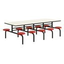 Ver imagem 3 de Mesa para Refeitório Fixa 10 Lugares Mdp Branco de 25 Mm - Assento Vermelho - 50106