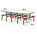 Ver imagem 4 de Mesa para Refeitório Fixa 10 Lugares MDP Branco de 25 mm - Assento Vermelho - 50106