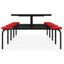 Ver imagem 7 de Mesa para Refeitório Fixa 10 Lugares MDP Branco de 25 mm - Assento Vermelho - 50106