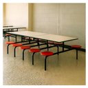 Ver imagem 2 de Mesa para Refeitório Fixa 10 Lugares MDP Branco de 25 mm - Assento Vermelho - 50106