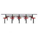Ver imagem 3 de Mesa para Refeitório Fixa 10 Lugares MDP Branco de 25 mm - Assento Vermelho - 50106