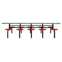 Ver imagem 2 de Mesa para Refeitório Fixa 10 Lugares Mdp Branco de 25 Mm - Assento Vermelho - 50106