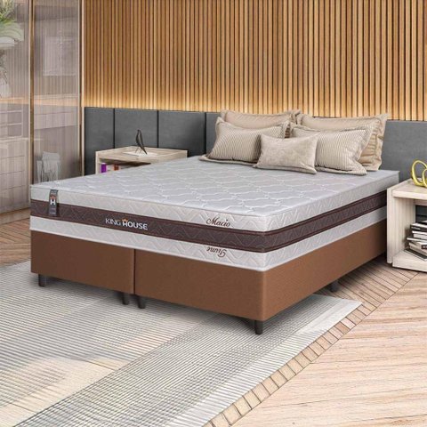 Conjunto Box Marrom Mali Bege Molas Ensacadas King 193x203x70 - King House