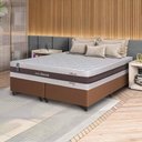 Ver imagem 1 de Conjunto Box Marrom Mali Bege Molas Ensacadas King 193x203x70 - King House
