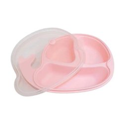Prato Infantil Baleia Com Tampa E Divisórias Rosa Clingo - 1