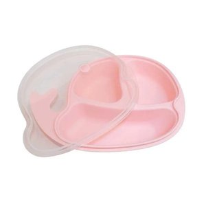 Prato Infantil Baleia Com Tampa E Divisórias Rosa Clingo