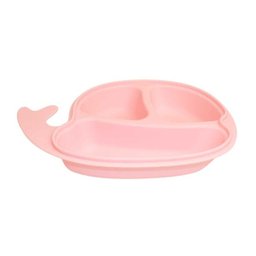 Prato Infantil Baleia Com Tampa E Divisórias Rosa Clingo - 2