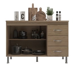 Balcão Modulado para Cozinha com Tampo Fidelitá Paris 120cm 2 Portas 3 Gavetas - 2