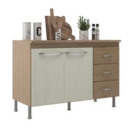 Balcão Modulado para Cozinha com Tampo Fidelitá Paris 120cm 2 Portas 3 Gavetas - 3