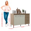 Ver imagem 4 de Balcão Modulado para Cozinha com Tampo Fidelitá Paris 120cm 2 Portas 3 Gavetas