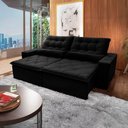 Ver imagem 2 de Sofá Retrátil Reclinável Islândia 2,30m Suede Velut Preto Molas no Assento - King House