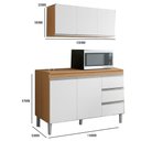 Ver imagem 3 de Conjunto Cozinha Compacta Moderna Balcão Pia sem Tampo 120cm e Armário Aéreo Ajl Móveis