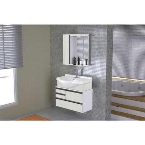 Armario Banheiro Kit Firenze 83,5cm Palissandro Artico