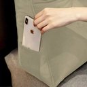 Ver imagem 4 de Almofada para Cabeceira de Cama Solteiro 90 Cm com Porta Celular Apoio para Costas Suede Bege
