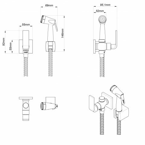 Ducha Higiênica Goa Slim Tigre Com Derivação Cromado - 4
