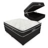 Cama Box Com Baú Casal Preto + Colchão De Molas Ensacadas - Ortobom Elegant SuperPocket 138x188x70cm - 1