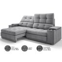 Ver imagem 5 de Sofá com Porta Copos e Carregador Usb Eureka 2,00m Assento Retrátil e Reclinável Velosuede -