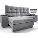 Ver imagem 3 de Sofá com Porta Copos e Carregador Usb Eureka 2,00m Assento Retrátil e Reclinável Velosuede -