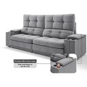 Ver imagem 4 de Sofá com Porta Copos e Carregador Usb Eureka 2,00m Assento Retrátil e Reclinável Velosuede -