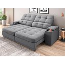 Ver imagem 1 de Sofá com Porta Copos e Carregador Usb Eureka 2,00m Assento Retrátil e Reclinável Velosuede -