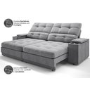 Ver imagem 2 de Sofá com Porta Copos e Carregador Usb Eureka 2,00m Assento Retrátil e Reclinável Velosuede -