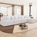 Ver imagem 2 de Sofá 5 Lugares com Chaise Direito Sala Living 328cm Arlo F04 Bouclê Branco - Lyam Decor