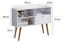 Ver imagem 6 de Buffet Aparador 1 Porta com Prateleiras 95cm em MDP Pés de Madeira para Sala e Cantinho do Café