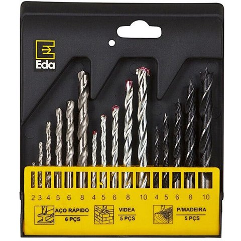 Jogo de Brocas Eda Profissional 9TG Com 16 Peças