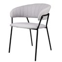 Ver imagem 1 de Cadeira com Braços Mara Rivatti Estofada em Linho Cinza Base em Aço Pintada a Pó