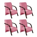 Ver imagem 1 de Kit 4 Poltronas 1 Lugar Vênus Pé Alumínio Suede Rosa