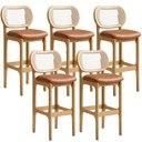Ver imagem 1 de Kit 05 Banquetas Altas para Cozinha Bancada Sala Tela Betta Fixa L02 Couríssimo Whisky - Lyam