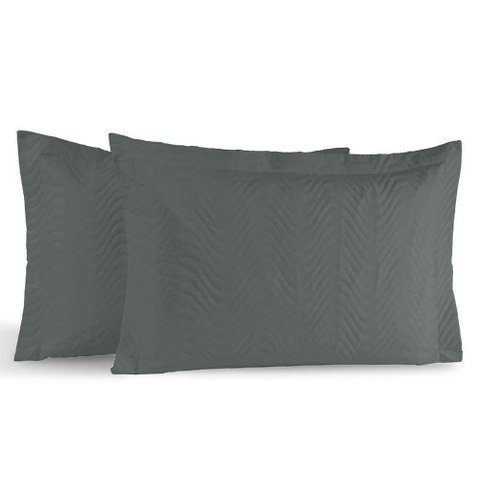Kit Portas Travesseiros Silver Percal 180 Fios 50cm X 70cm 2 Peças - Grafite