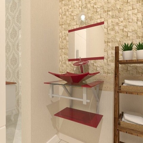 COMBO 2 EM 1 GABINETE DE VIDRO BIELORRÚSSIA 45CM AC + TORNEIRA IBIZA - VERMELHO CEREJA EK