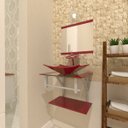 Ver imagem 1 de COMBO 2 EM 1 GABINETE DE VIDRO BIELORRÚSSIA 45CM AC + TORNEIRA IBIZA - VERMELHO CEREJA EK