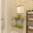 Ver imagem 1 de COMBO 2 EM 1 GABINETE DE VIDRO BIELORRÚSSIA 45CM AC + TORNEIRA IBIZA - VERDE OLIVA EK
