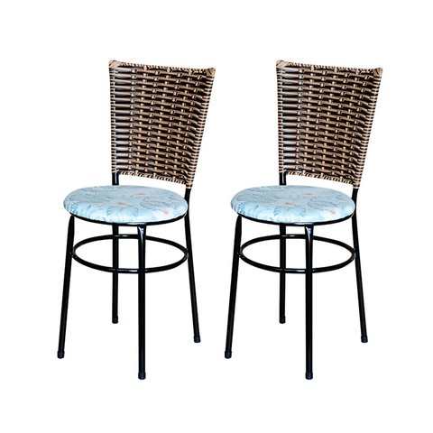 2 Cadeiras Preta para Mesa Hawai Avelã Assento Floral:floral Gelo