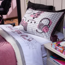 Jogo de Cama Game Streamer Branco/rosê Queen 04 Peças - Micropercal 180 Fios - 3