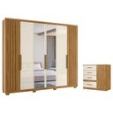 Ver imagem 1 de Guarda Roupa Casal Araguaia e Cômoda Vênus Freijó Off White com Espelho - Moval