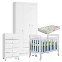 Ver imagem 1 de Quarto de Bebê 3 Portas com Gaveteiro Ternura Baby e Berço Lila Branco Brilho com Colchão Gazin - In
