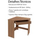 Ver imagem 3 de Escrivaninha Mesa Escritorio de Canto 76,5 Cm Me4169 Amendoa Tecno Mobili