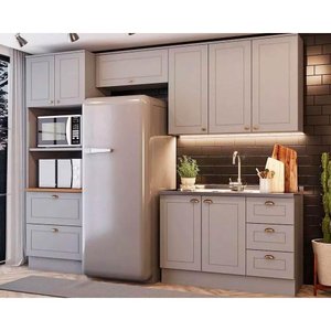 Cozinha Modulada Henn Americana 4 Peças (2aéreos+1balcão+1paneleiro) S/pia Cz150 Cinza-henn