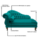 Ver imagem 4 de Recamier Sofá Direito Larissa 160cm Sala Suede Azul Turquesa - Incasa Decor